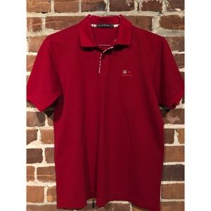 red BURBERRY polo shirt